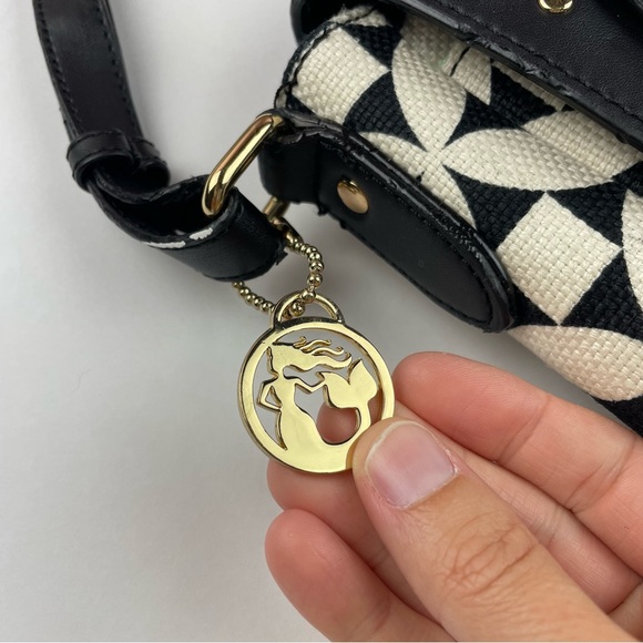 Spartina 449 Linen Leather Black White Floral Geometric Purse Handbag Women - Picture 3 of 9